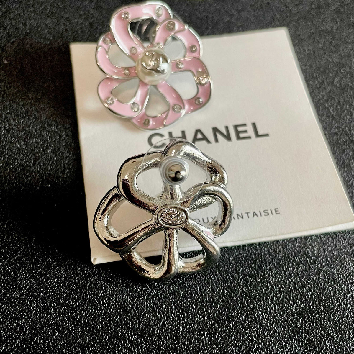Camellia Stud Earrings in Polished Metal-Tone – Camellia Detail – Design 006 main product view