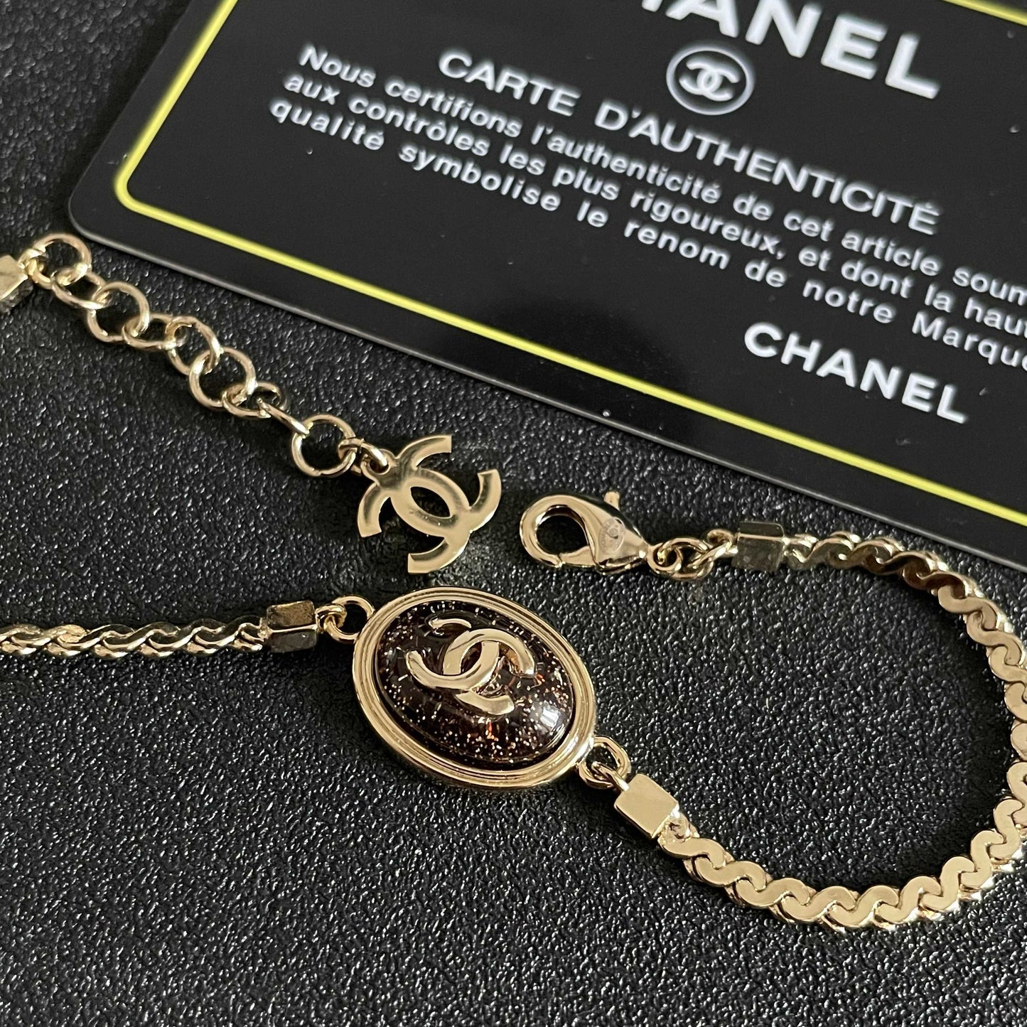 Double-C Emblem Bracelet in Polished Metal-Tone – Design 004 front product view
