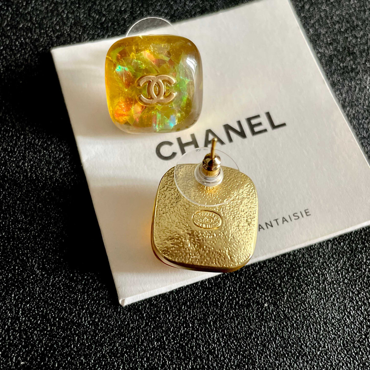Double-C Emblem Stud Earrings in Polished Metal-Tone – Design 101 main product view