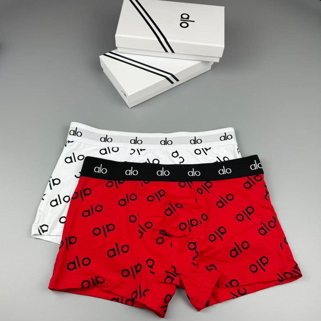 Alo Cotton All-Over Logo Pattern Men's Boxer Briefs - 3-Piece Box