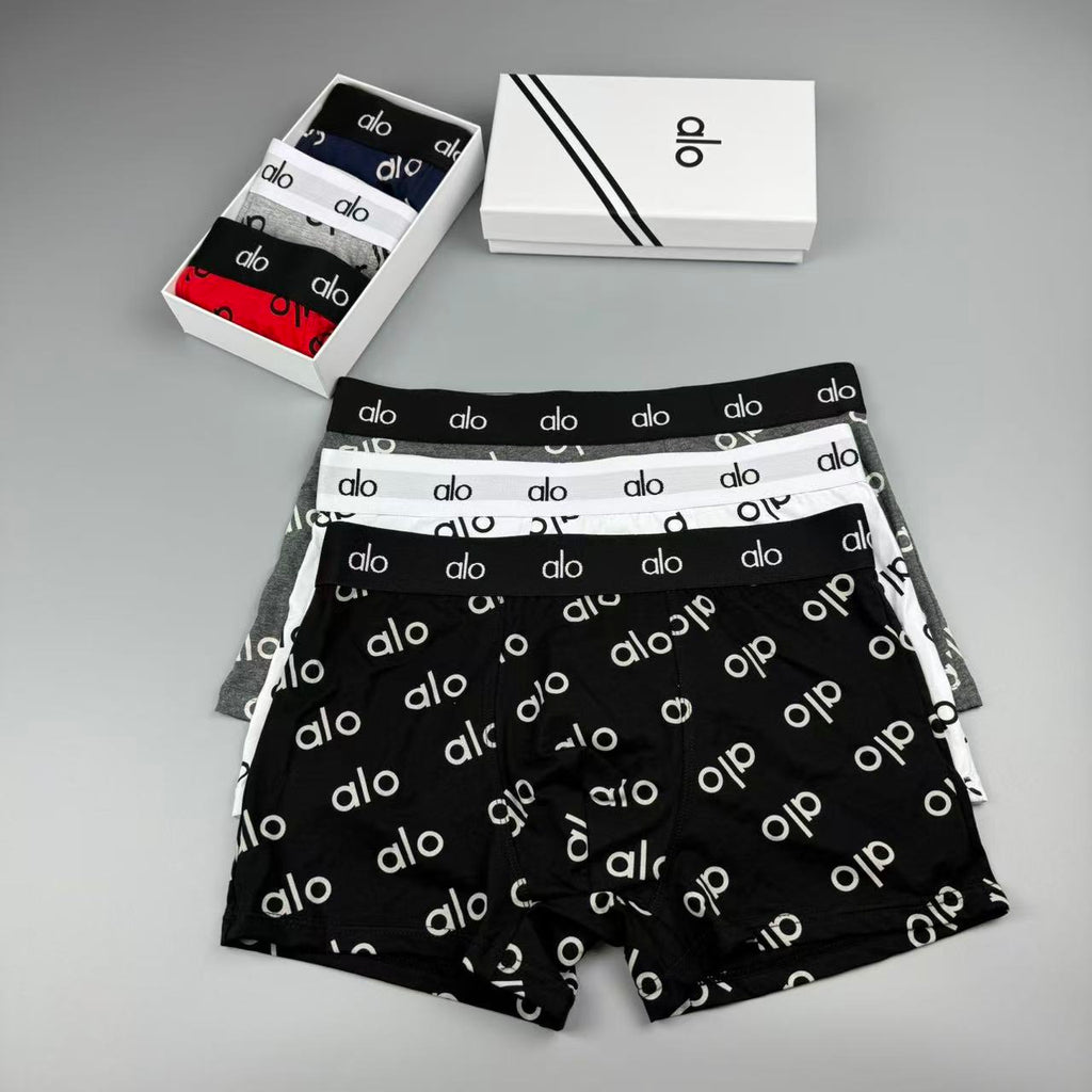 Alo Cotton All-Over Logo Pattern Men's Boxer Briefs - 3-Piece Box
