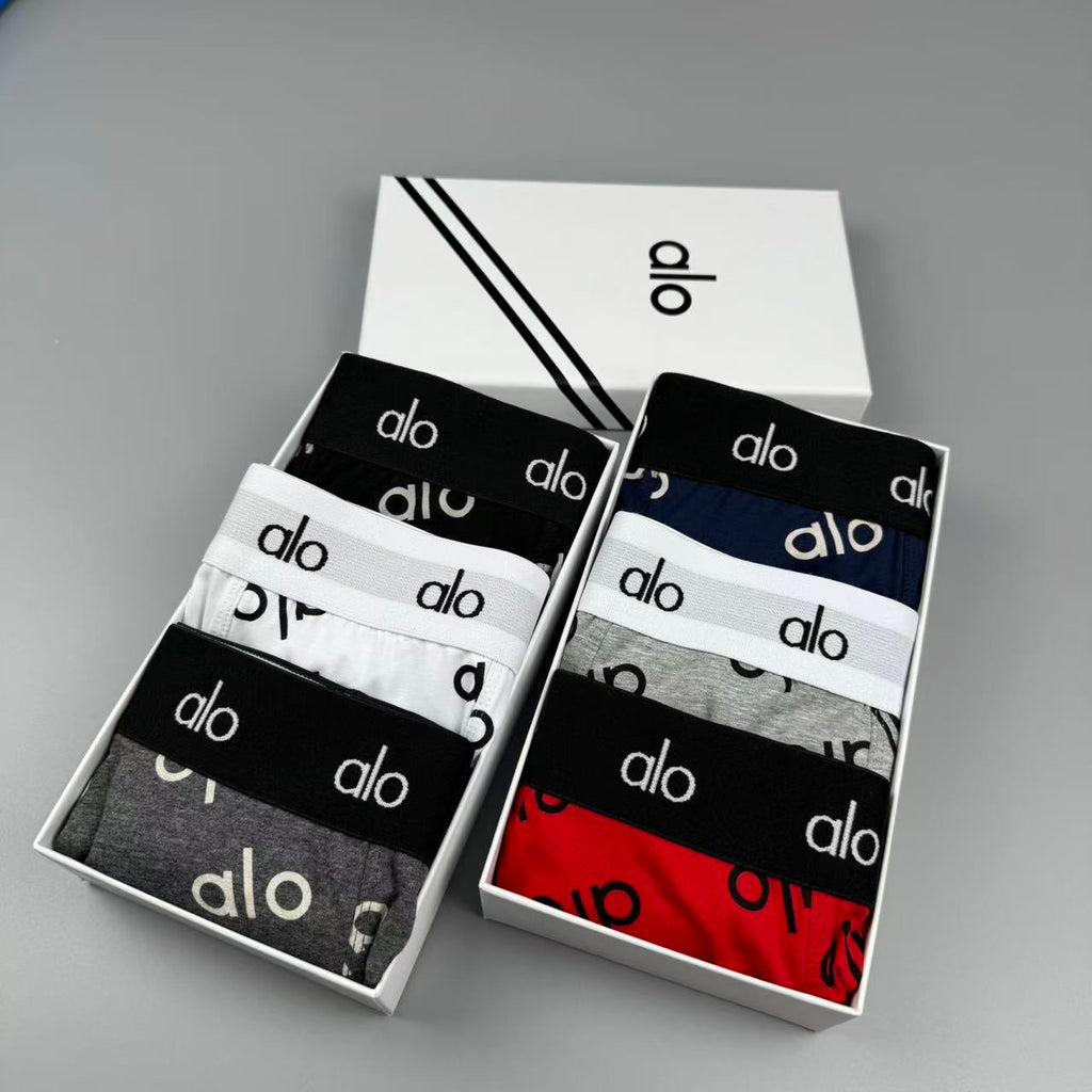 Alo Cotton All-Over Logo Pattern Men's Boxer Briefs - 3-Piece Box