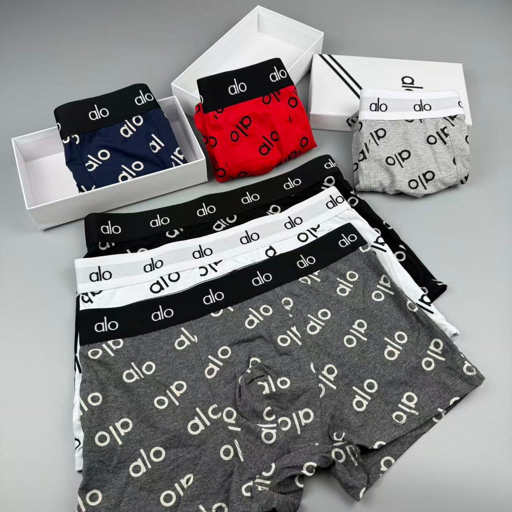 Alo All-Over Monogram-Style Patterns Men's Boxer Briefs - 3-Piece Box