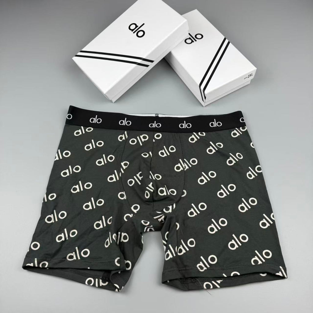 Alo Cotton All-Over Logo Pattern Men's Boxer Briefs - 3-Piece Box