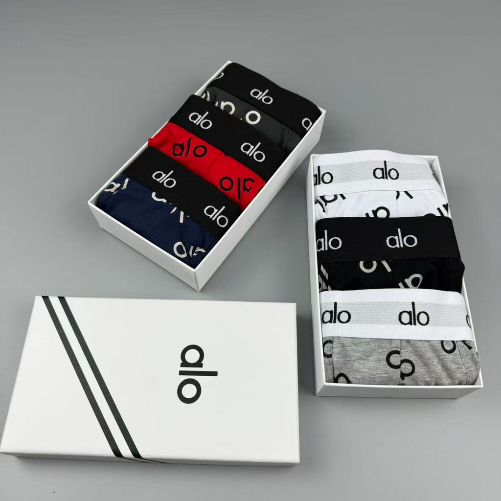 Alo Cotton All-Over Logo Pattern Men's Boxer Briefs - 3-Piece Box