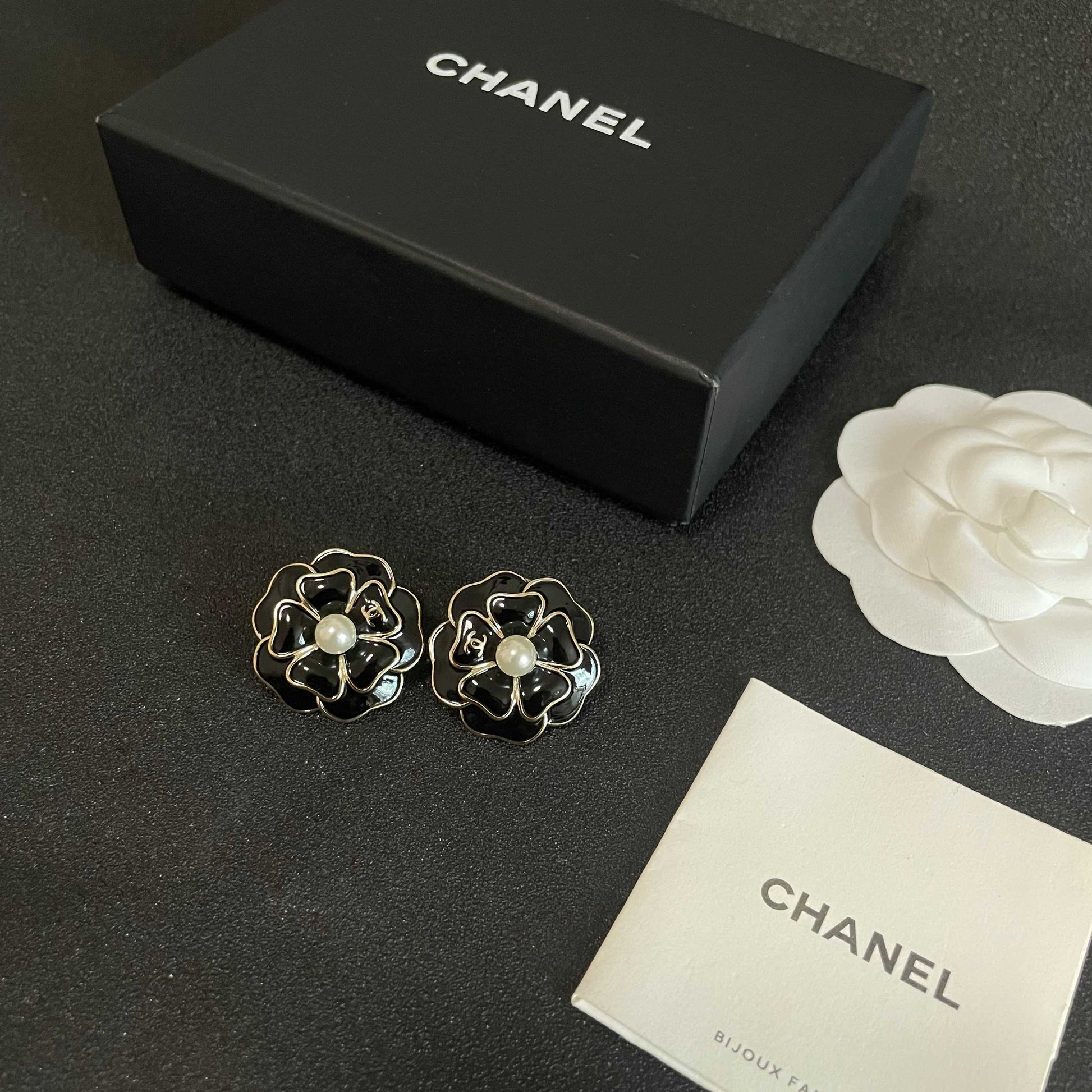 Camellia Stud Earrings in Polished Metal-Tone – Camellia Detail – Design 009 close-up detail