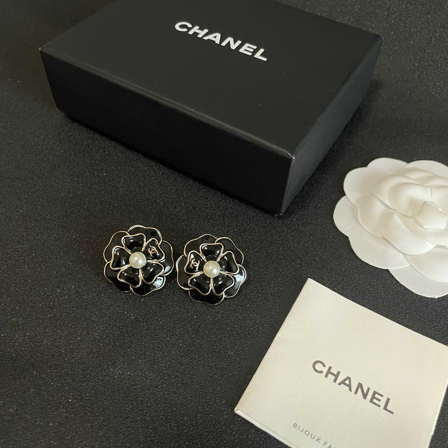 Camellia Stud Earrings in Polished Metal-Tone – Camellia Detail – Design 016 close-up detail