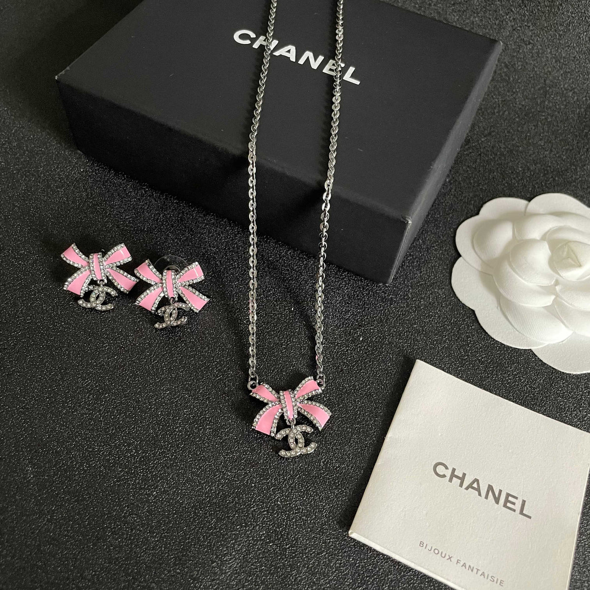 Double-C Emblem Crystal-Accent Statement Earrings – Design 001 side detail
