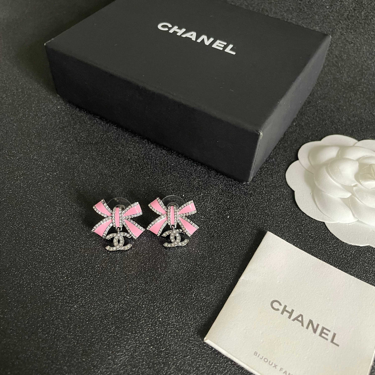 Double-C Emblem Crystal-Accent Statement Earrings – Design 001 close-up detail