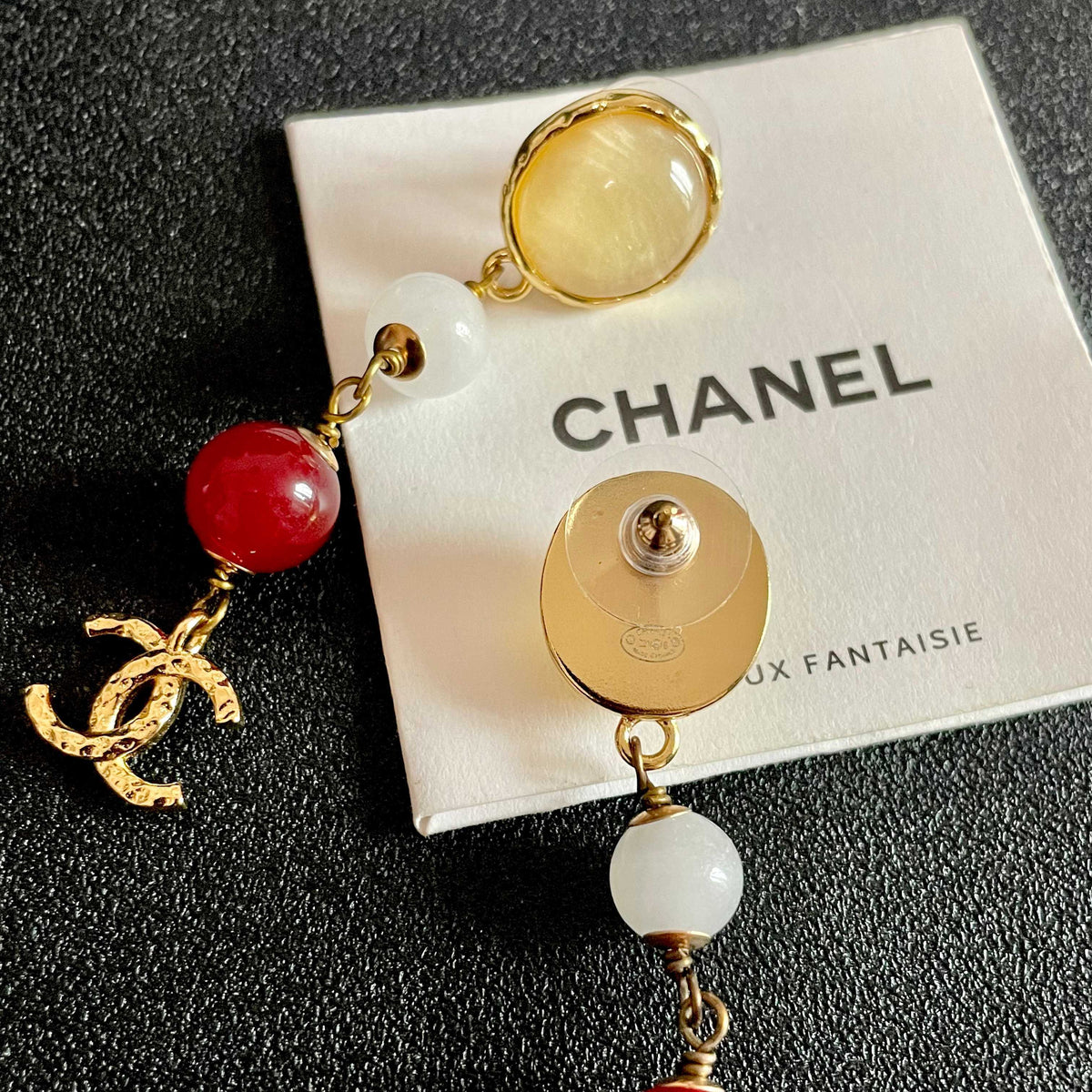 Double-C Emblem Statement Earrings in Polished Metal-Tone – Design 024 main product view