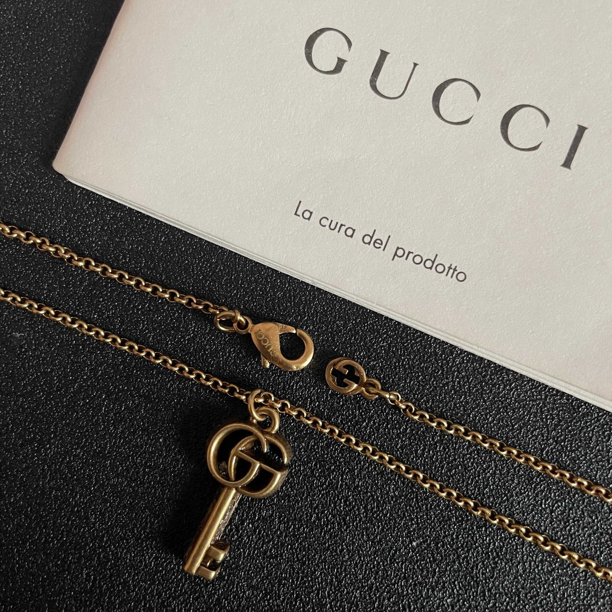 Double-G Emblem Pendant Necklace in Polished Metal-Tone – Design 112 main product view