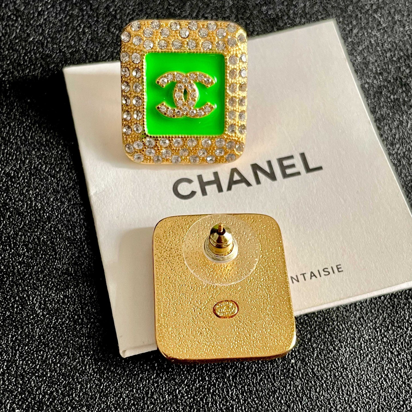 Double-C Emblem Crystal-Accent Stud Earrings – Design 025 main product view