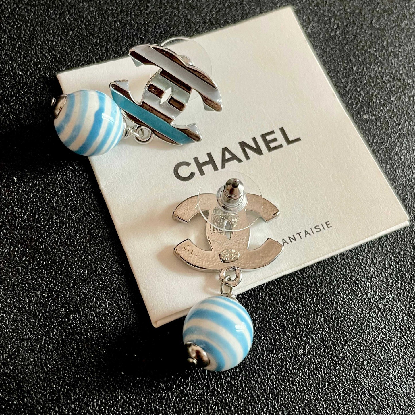 Double-C Emblem Statement Earrings in Polished Metal-Tone – Design 031 main product view