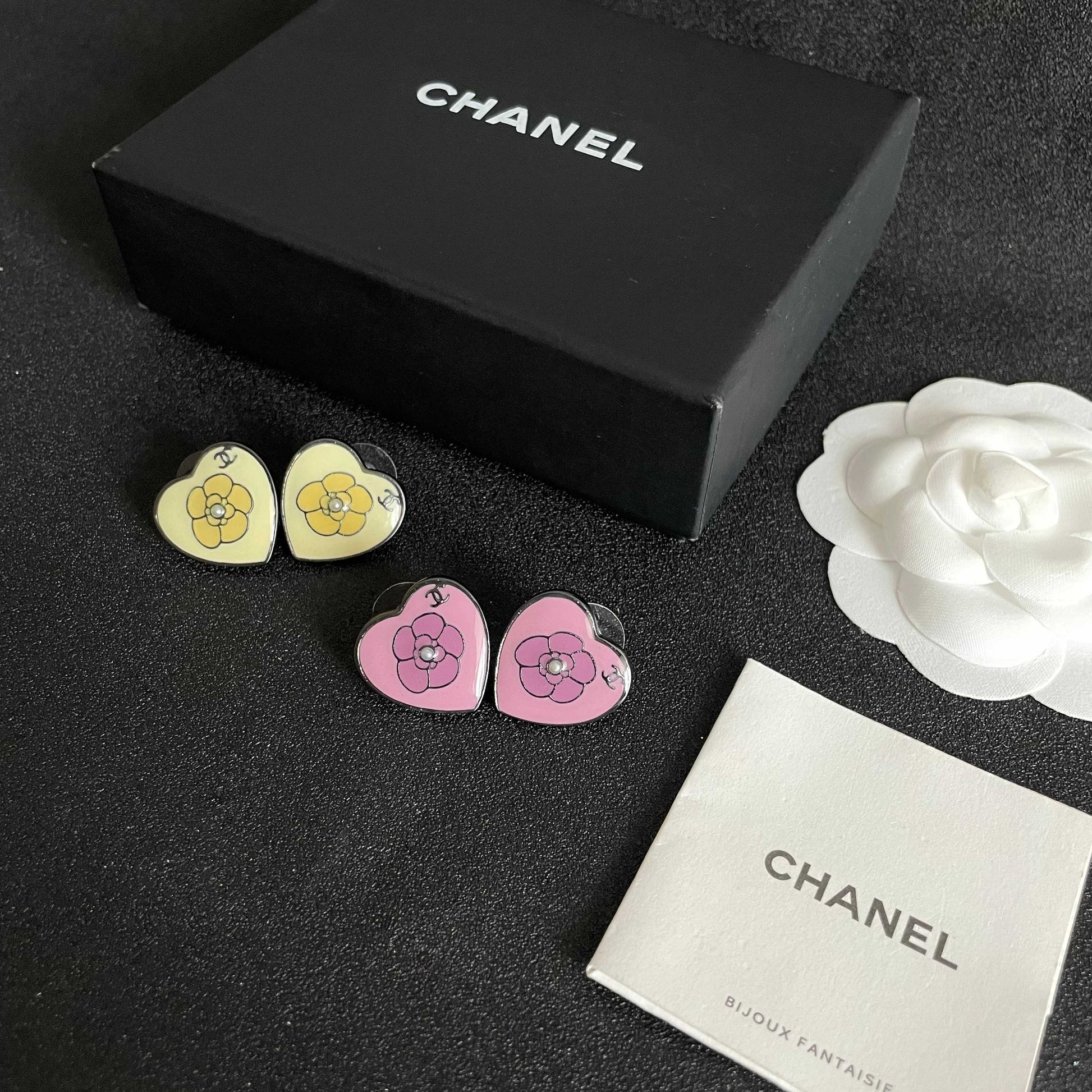 Camellia Stud Earrings in Polished Metal-Tone – Camellia Detail – Design 033 side detail