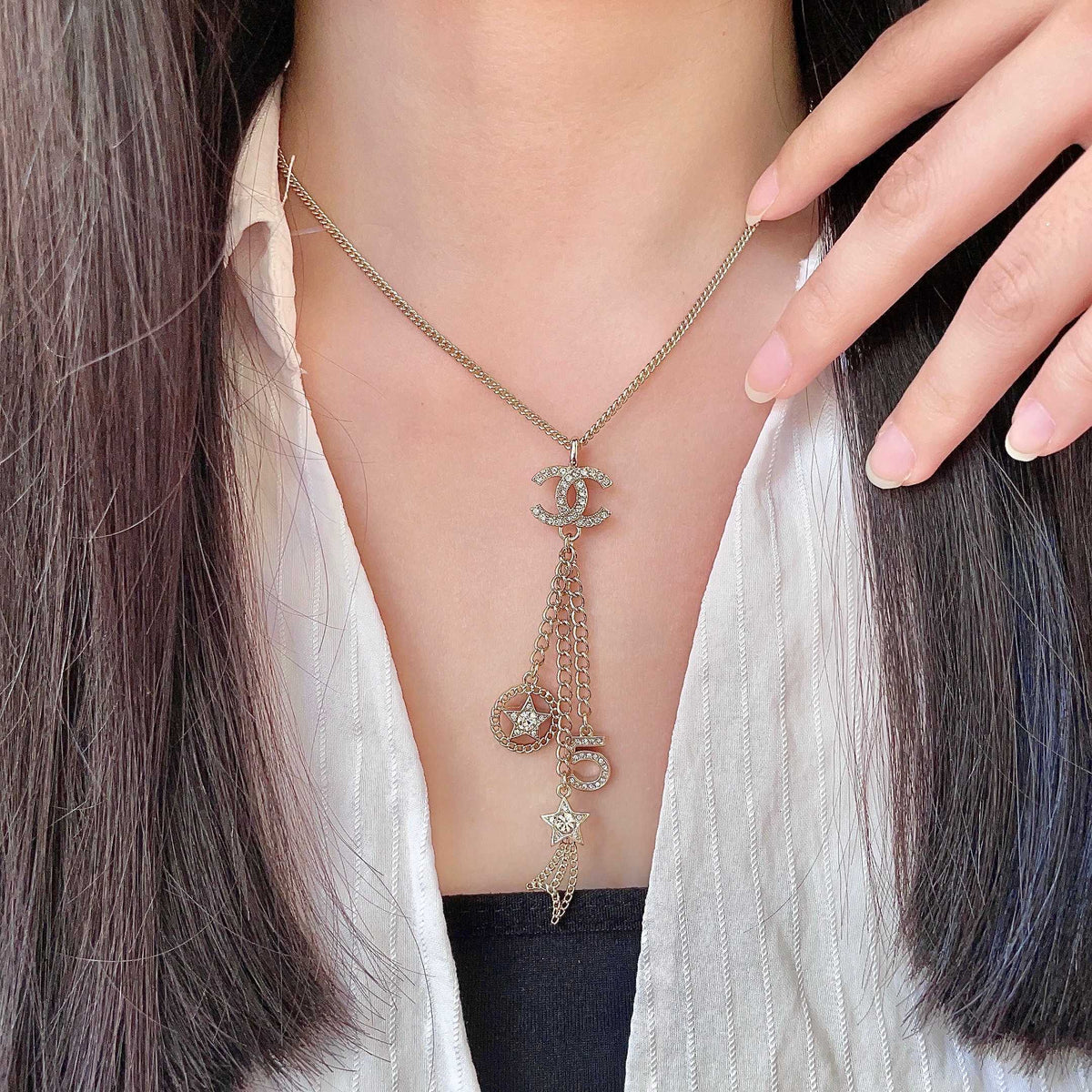 Double-C Emblem Crystal-Accent Pendant Necklace – Design 027 main product view