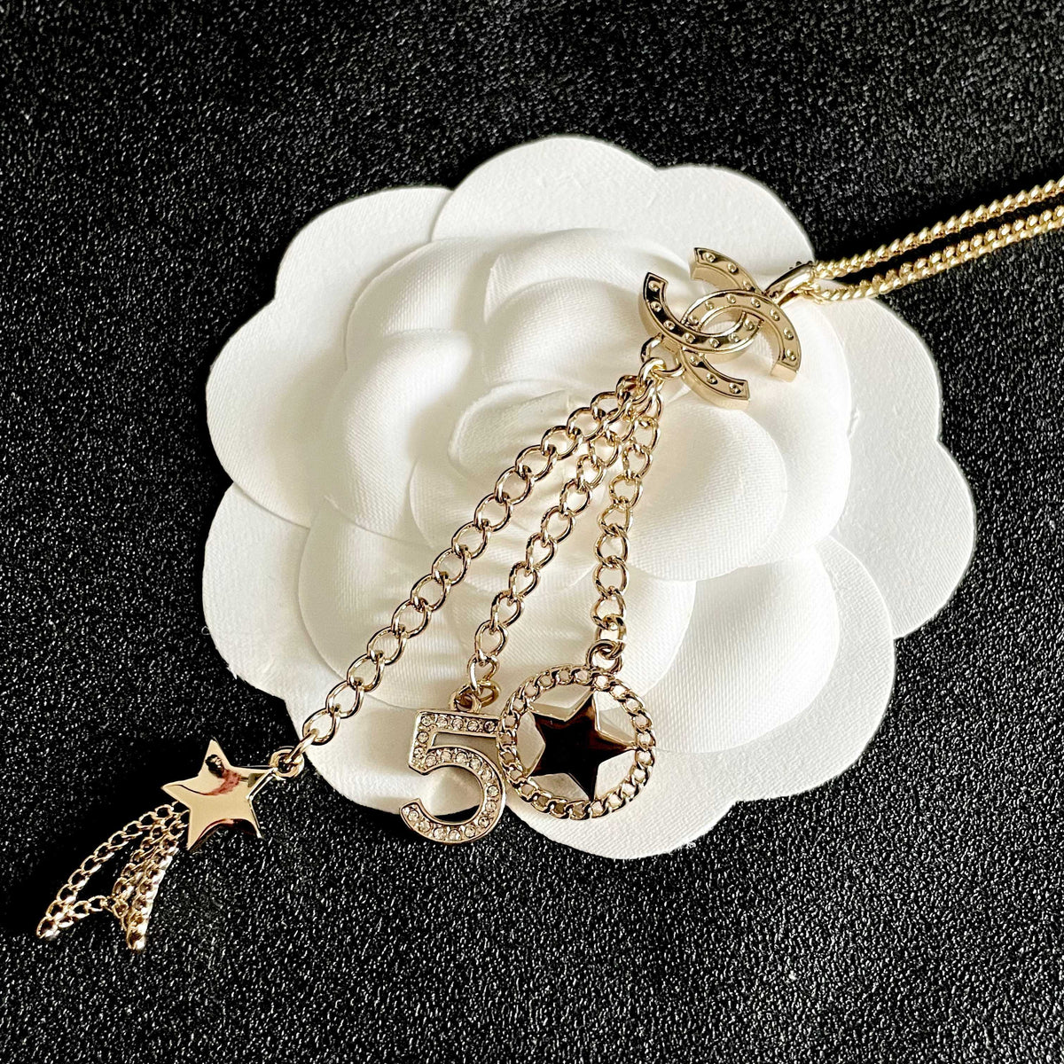 Double-C Emblem Crystal-Accent Pendant Necklace – Design 027 front product view