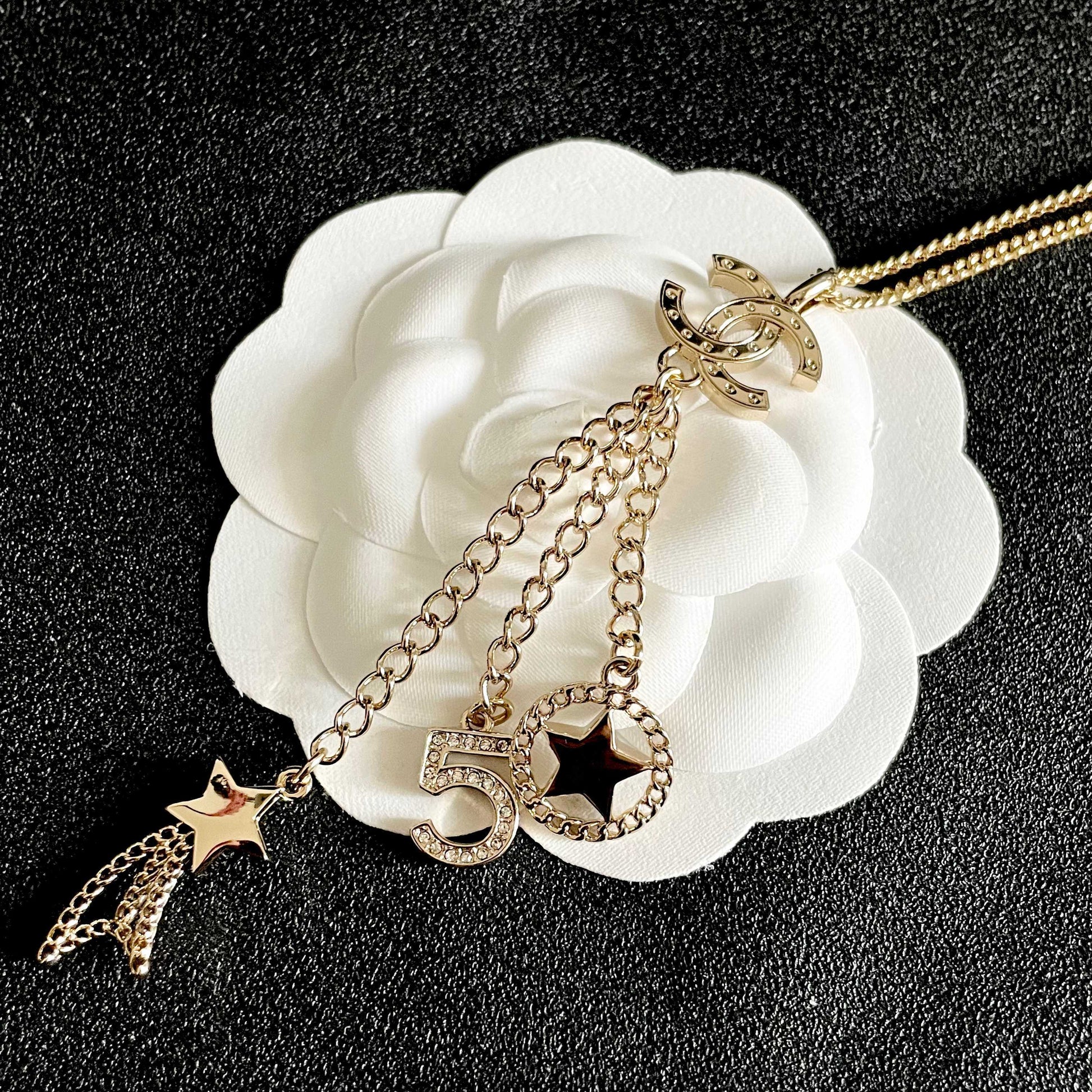 Double-C Emblem Crystal-Accent Pendant Necklace – Design 036 front product view