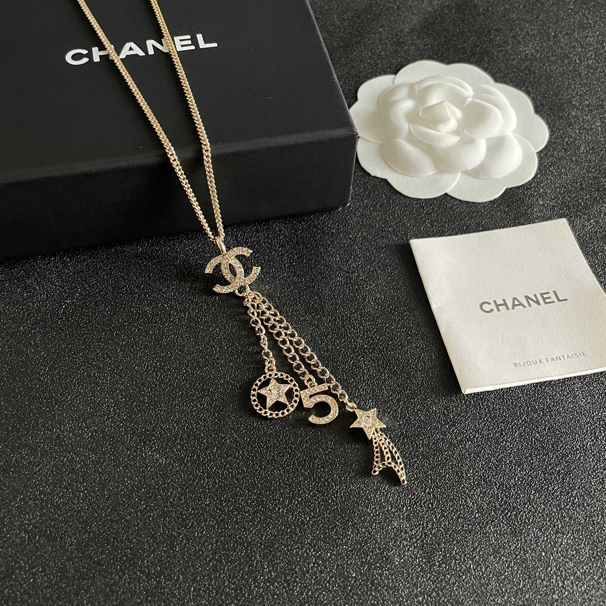 Double-C Emblem Crystal-Accent Pendant Necklace – Design 027 styled product view
