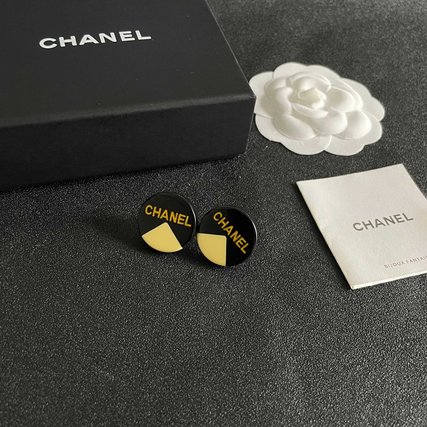 Letter Stud Earrings in Polished Metal-Tone – Design 011 styled product view