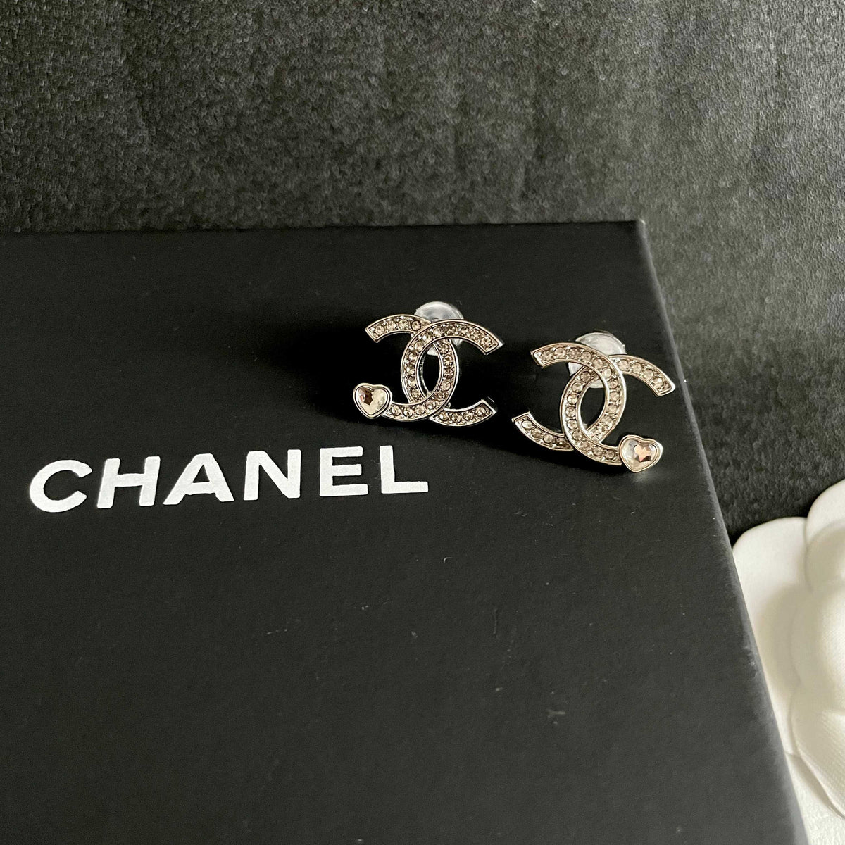 Signature Emblem Stud Earrings in Polished Metal-Tone – Design 051 detail view