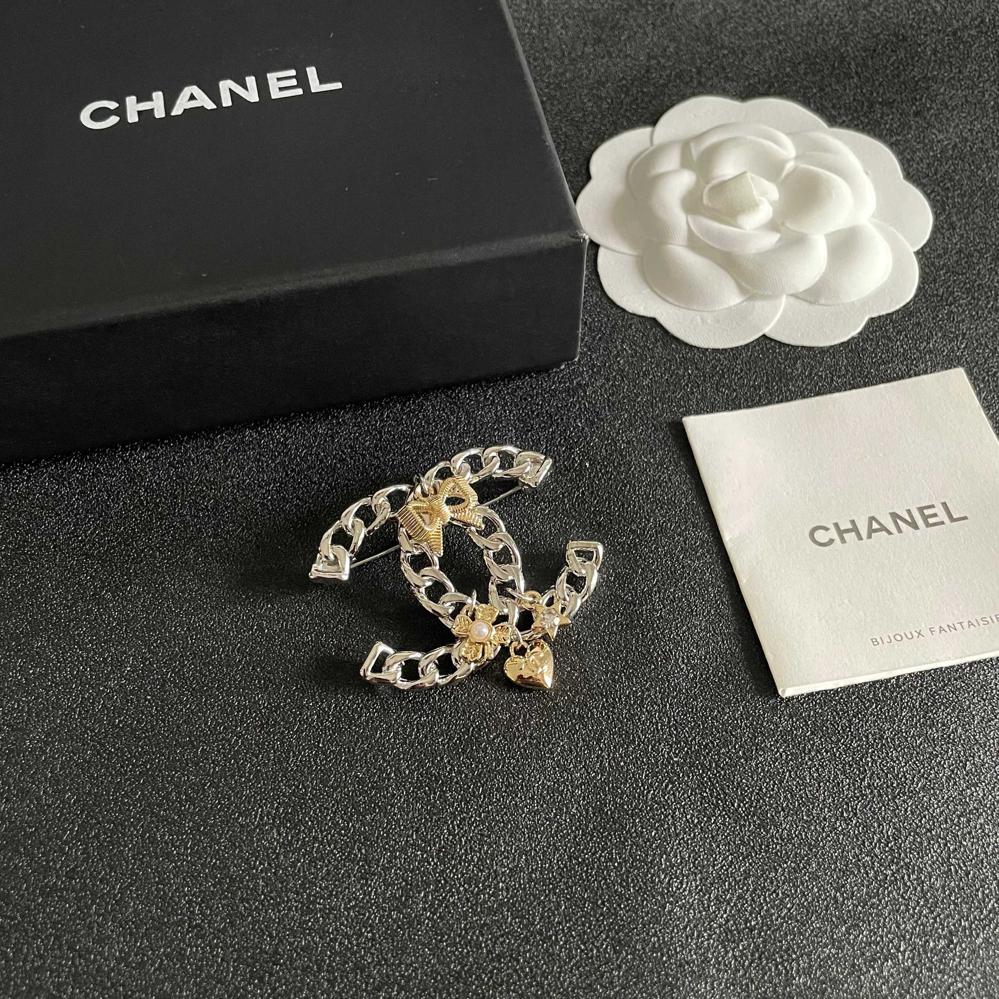 Signature Emblem Brooch in Polished Metal-Tone – Design 029 styled product view