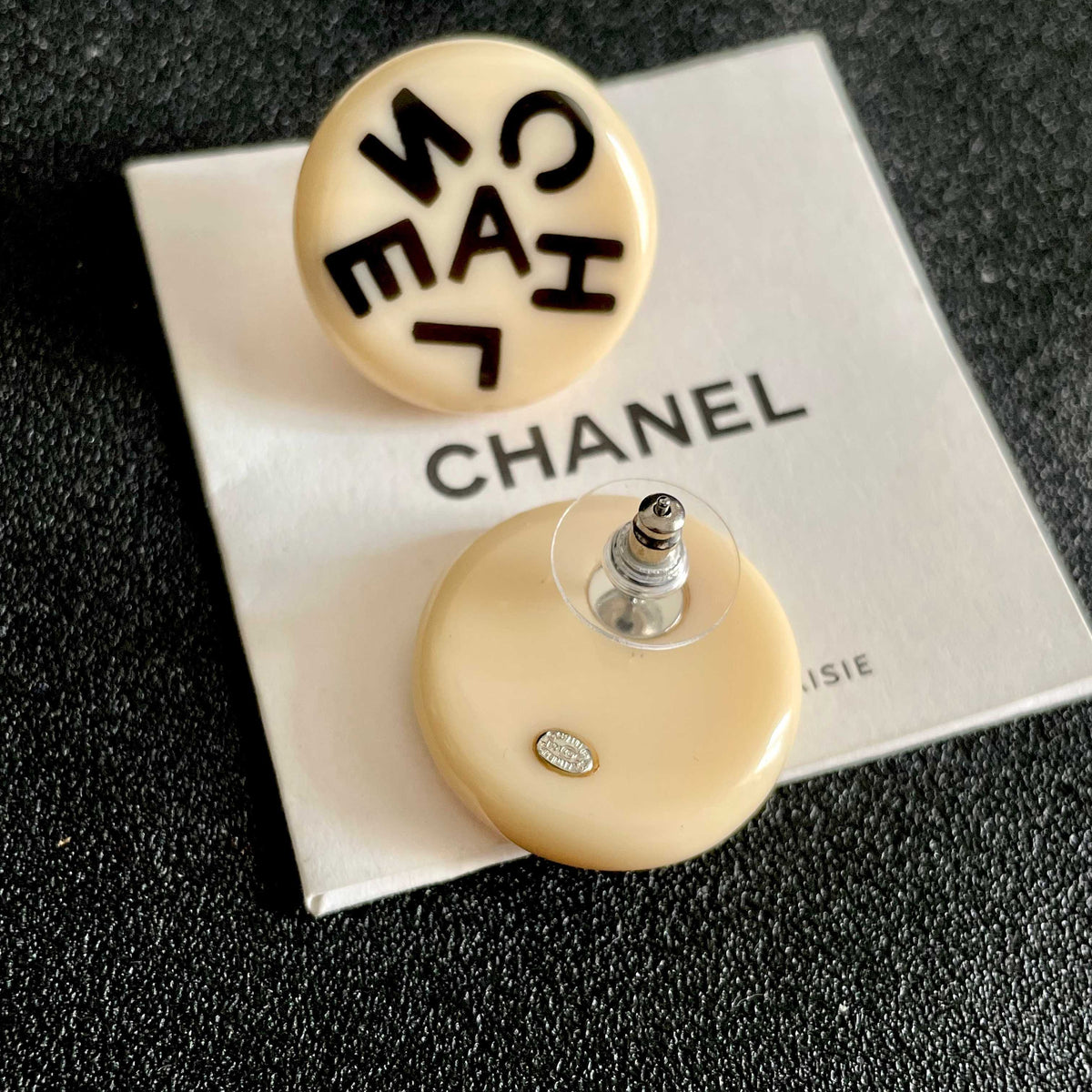 Letter Stud Earrings in Polished Metal-Tone – Design 013 main product view
