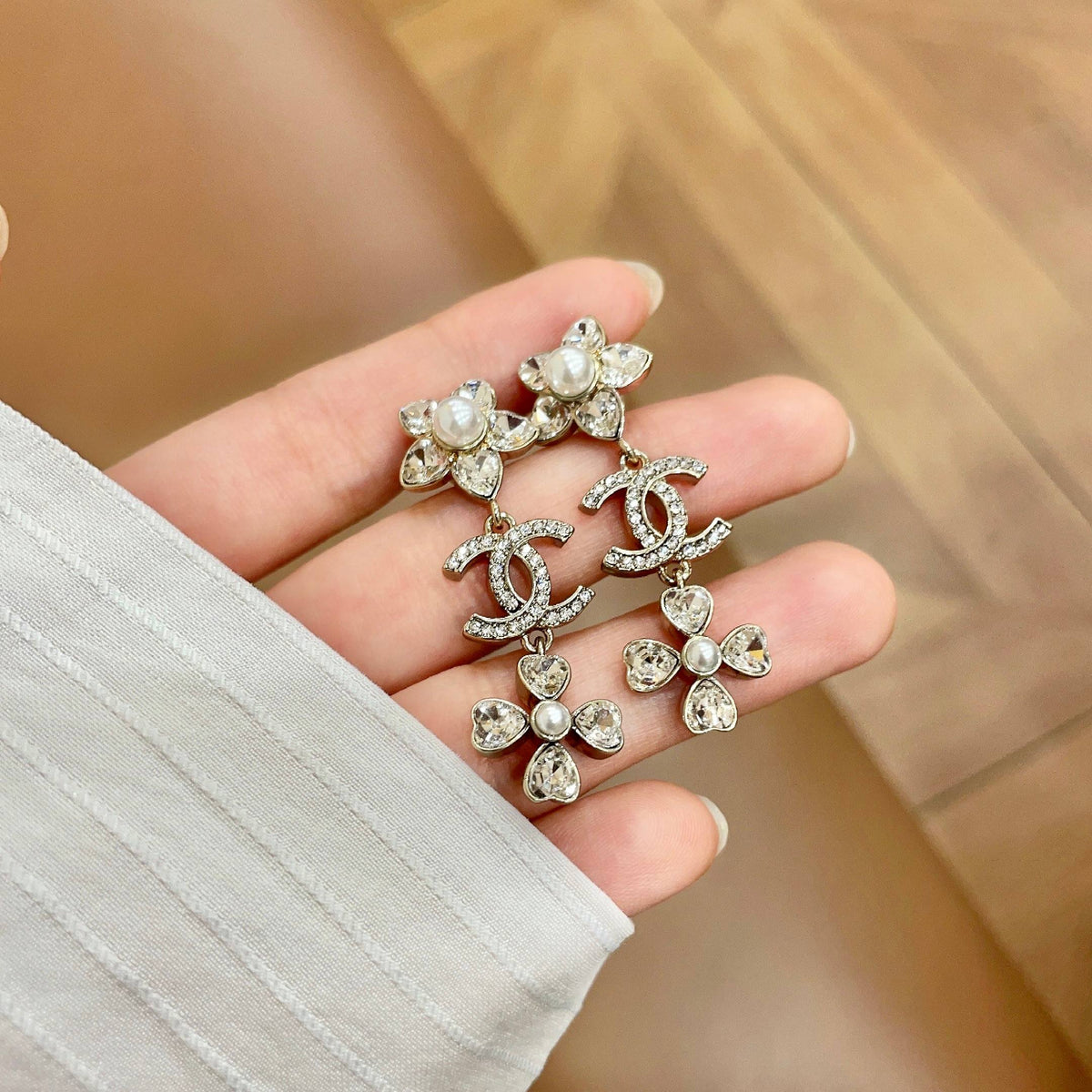 Signature Emblem Stud Earrings in Polished Metal-Tone – Design 047 side detail