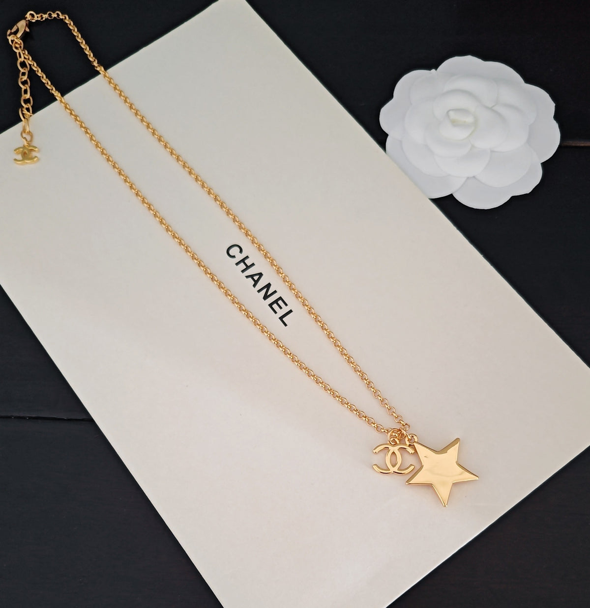 Signature Emblem Pendant Necklace in Gold-Tone – Design 056 front product view