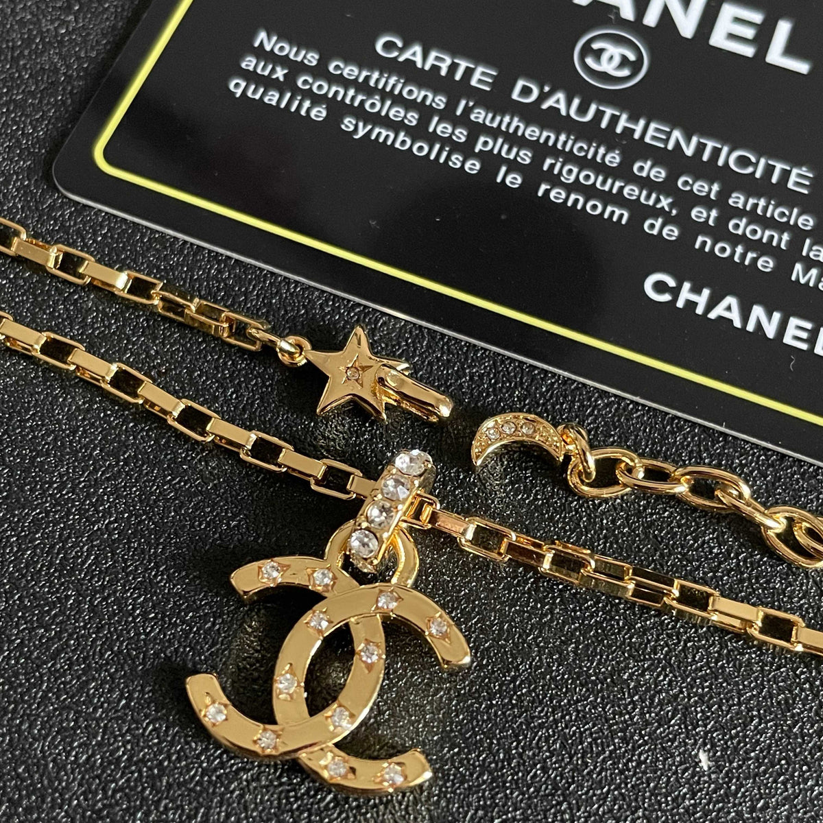 Double-C Emblem Crystal-Accent Pendant Necklace – Design 033 front product view