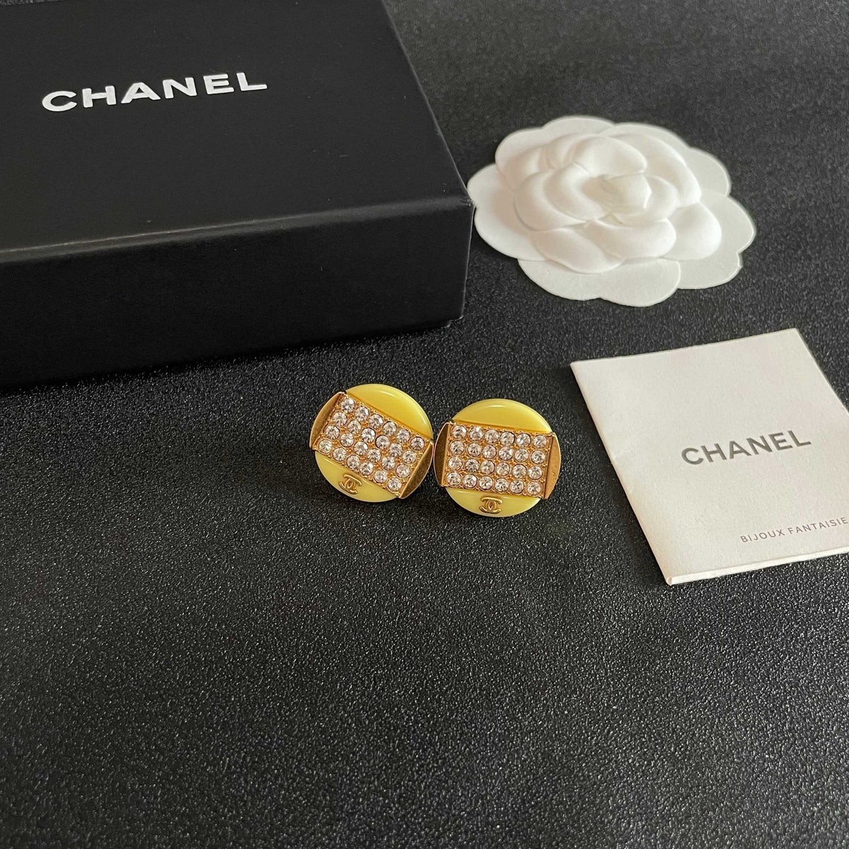 Double-C Emblem Crystal-Accent Stud Earrings – Design 033 styled product view
