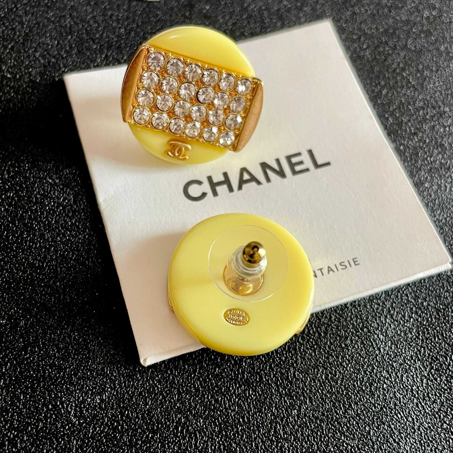 Double-C Emblem Crystal-Accent Stud Earrings – Design 033 main product view