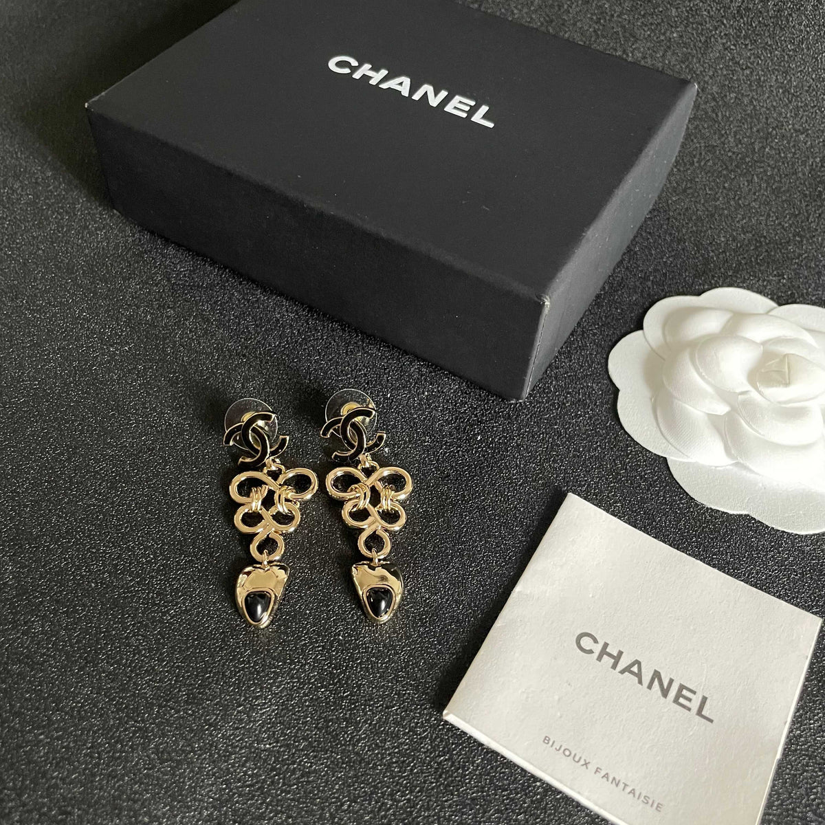 Double-C Emblem Statement Earrings in Polished Metal-Tone – Design 035 close-up detail