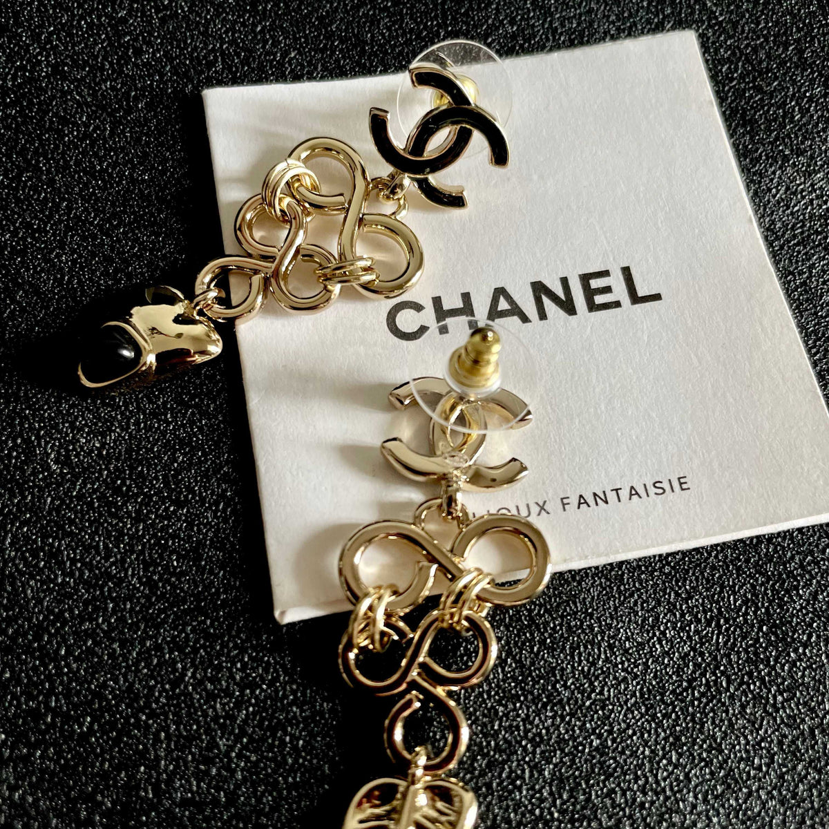 Double-C Emblem Statement Earrings in Polished Metal-Tone – Design 035 main product view