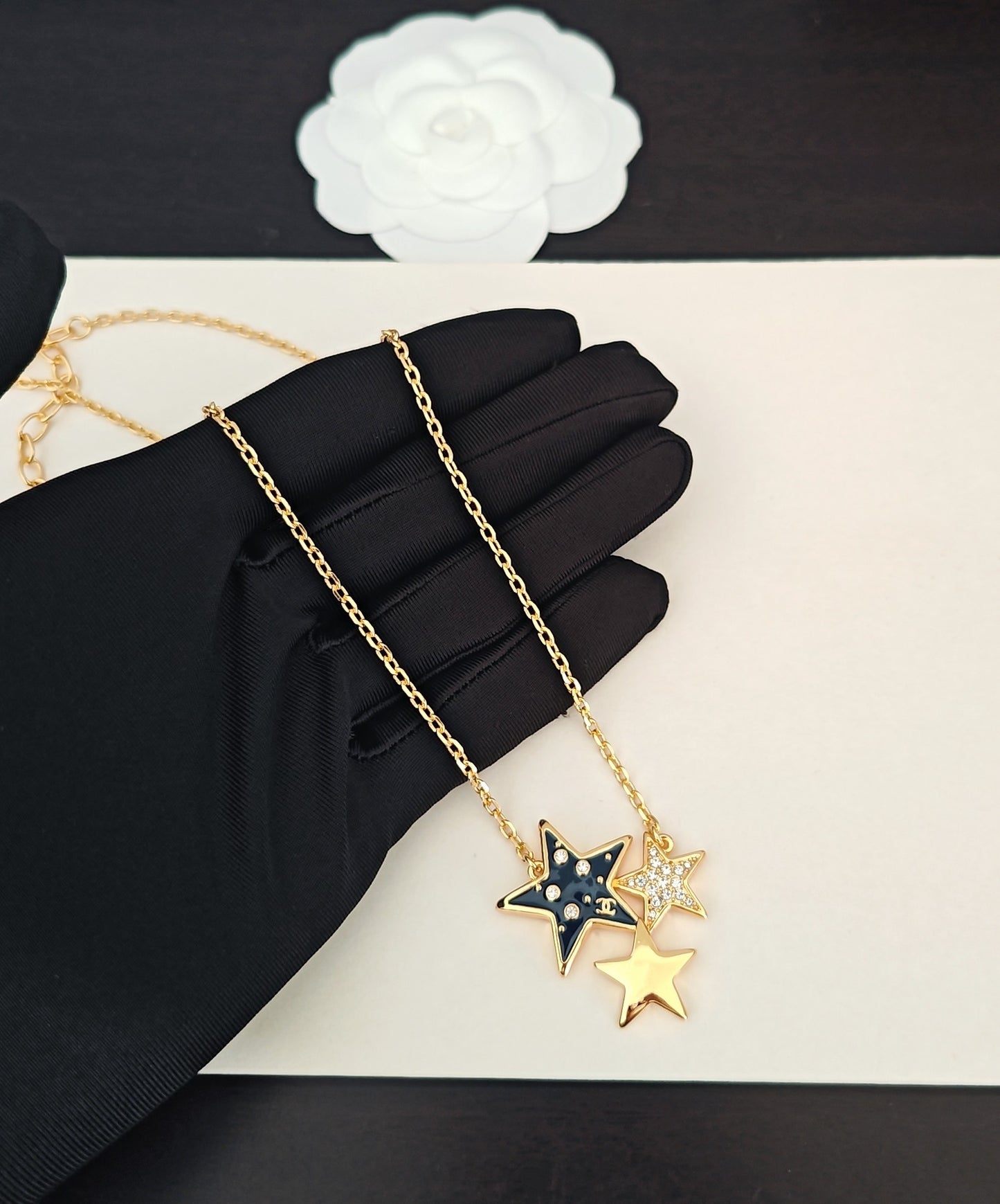 Signature Emblem Pendant Necklace in Gold-Tone – Design 048 main product view