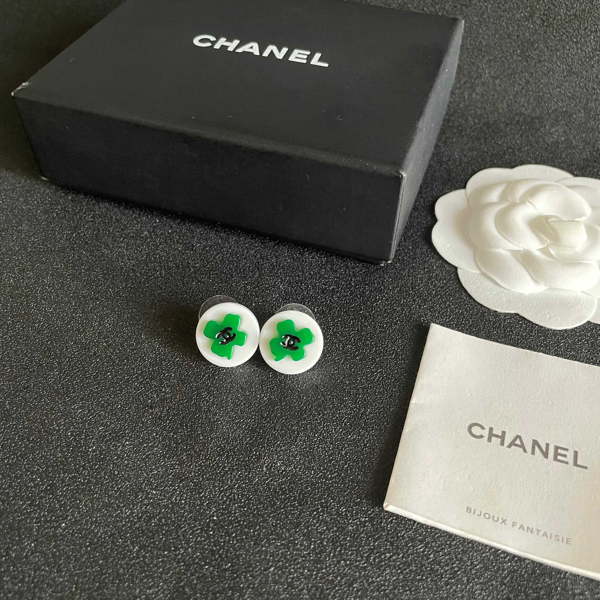 Camellia Stud Earrings in Polished Metal-Tone – Camellia Detail – Design 043 close-up detail