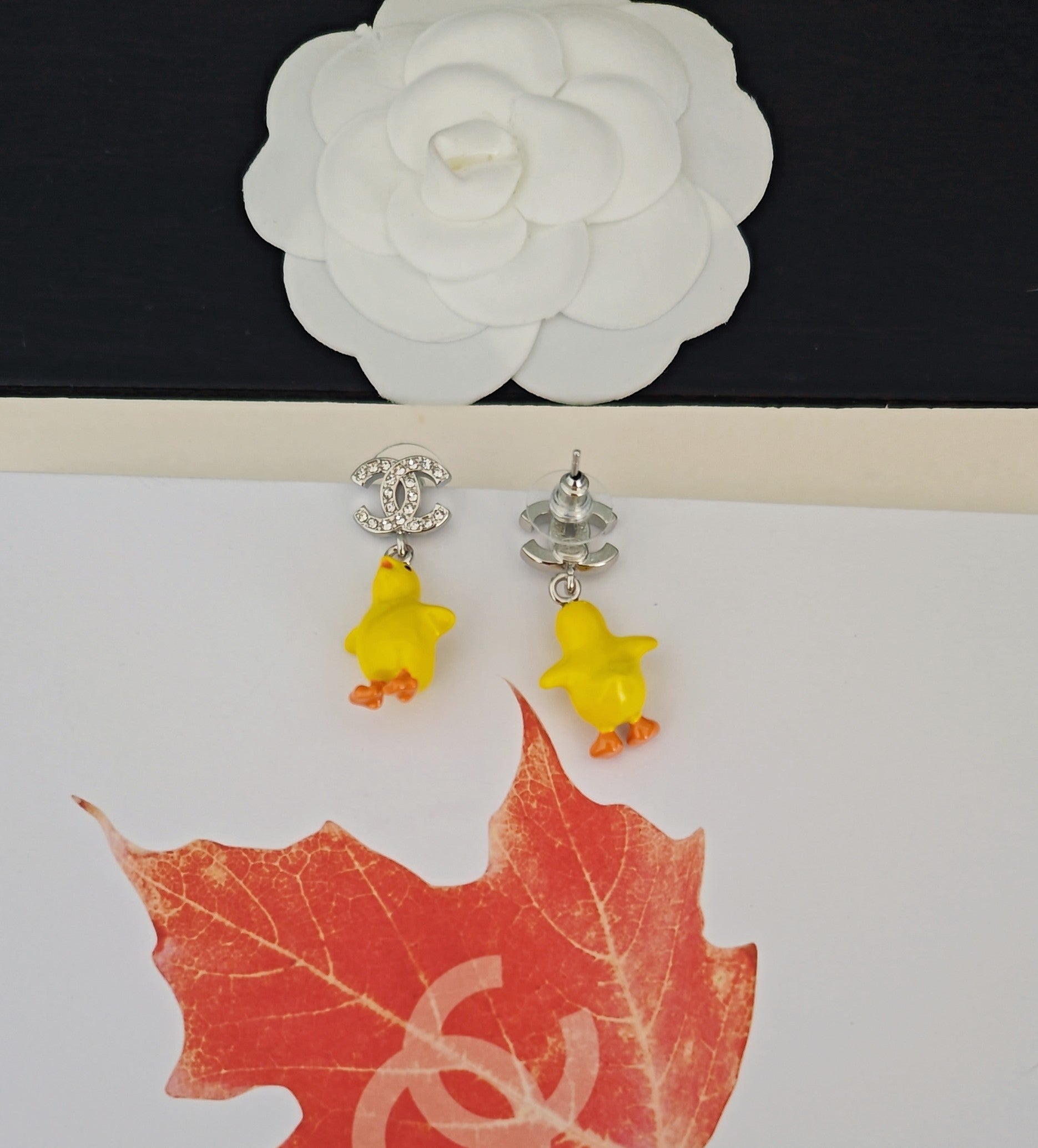 Duck Statement Earrings in Gold-Tone – Design 004 styled product view