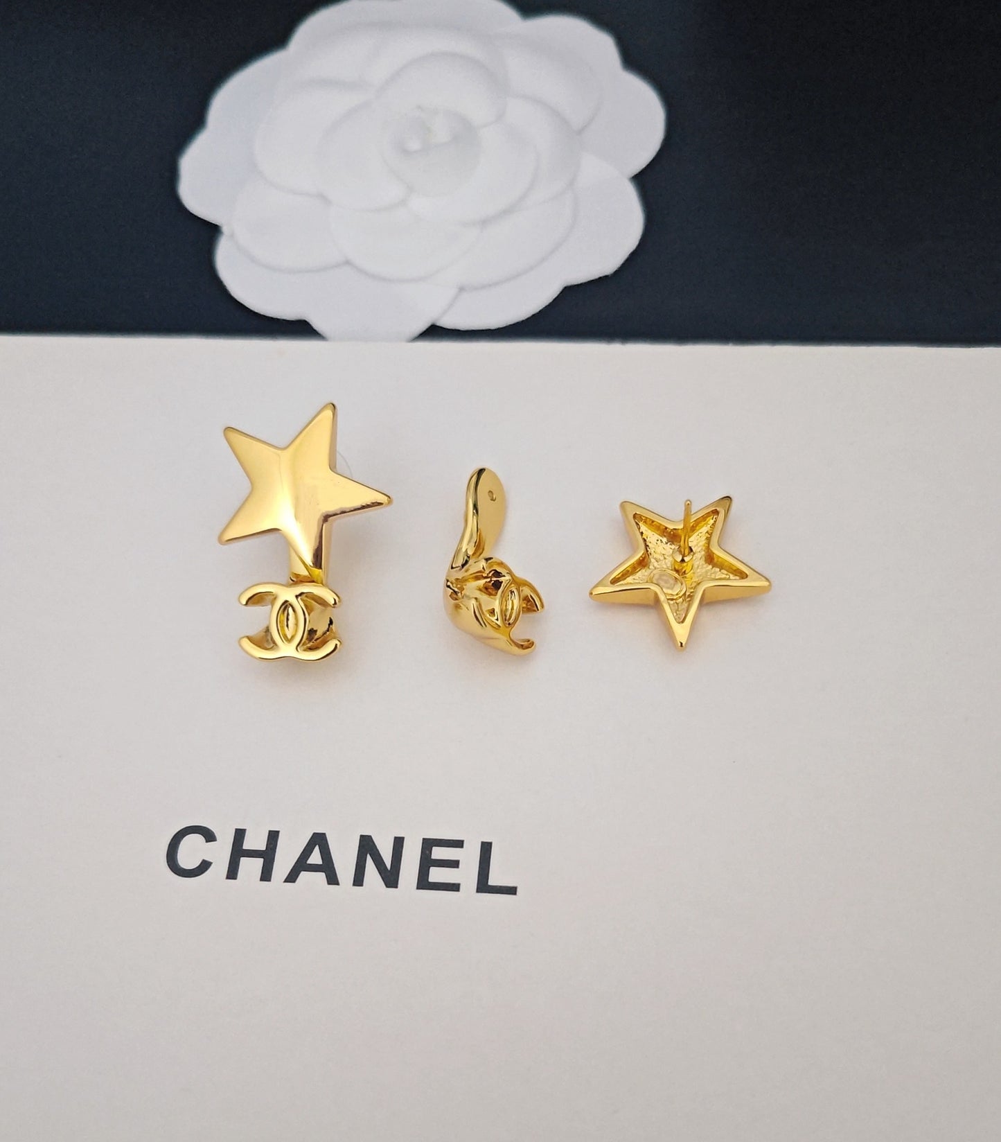 Signature Emblem Statement Earrings in Gold-Tone – Design 002 styled product view