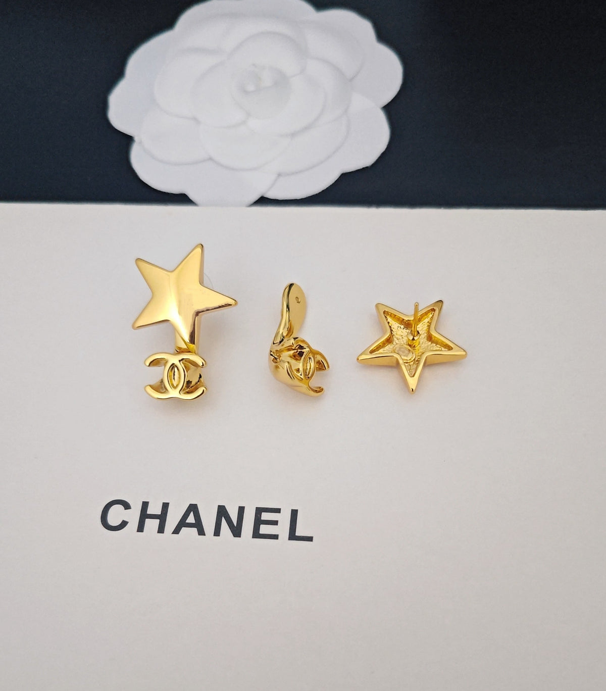 Signature Emblem Statement Earrings in Gold-Tone – Design 002 styled product view