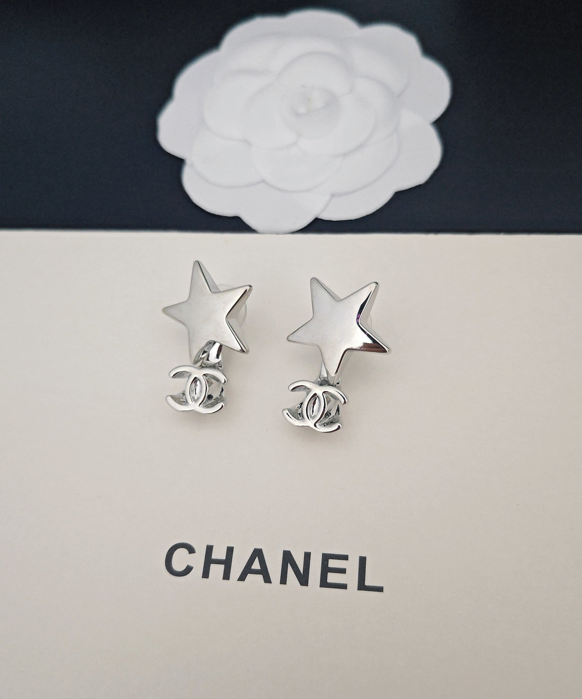 Signature Emblem Statement Earrings in Gold-Tone – White Detail close-up detail