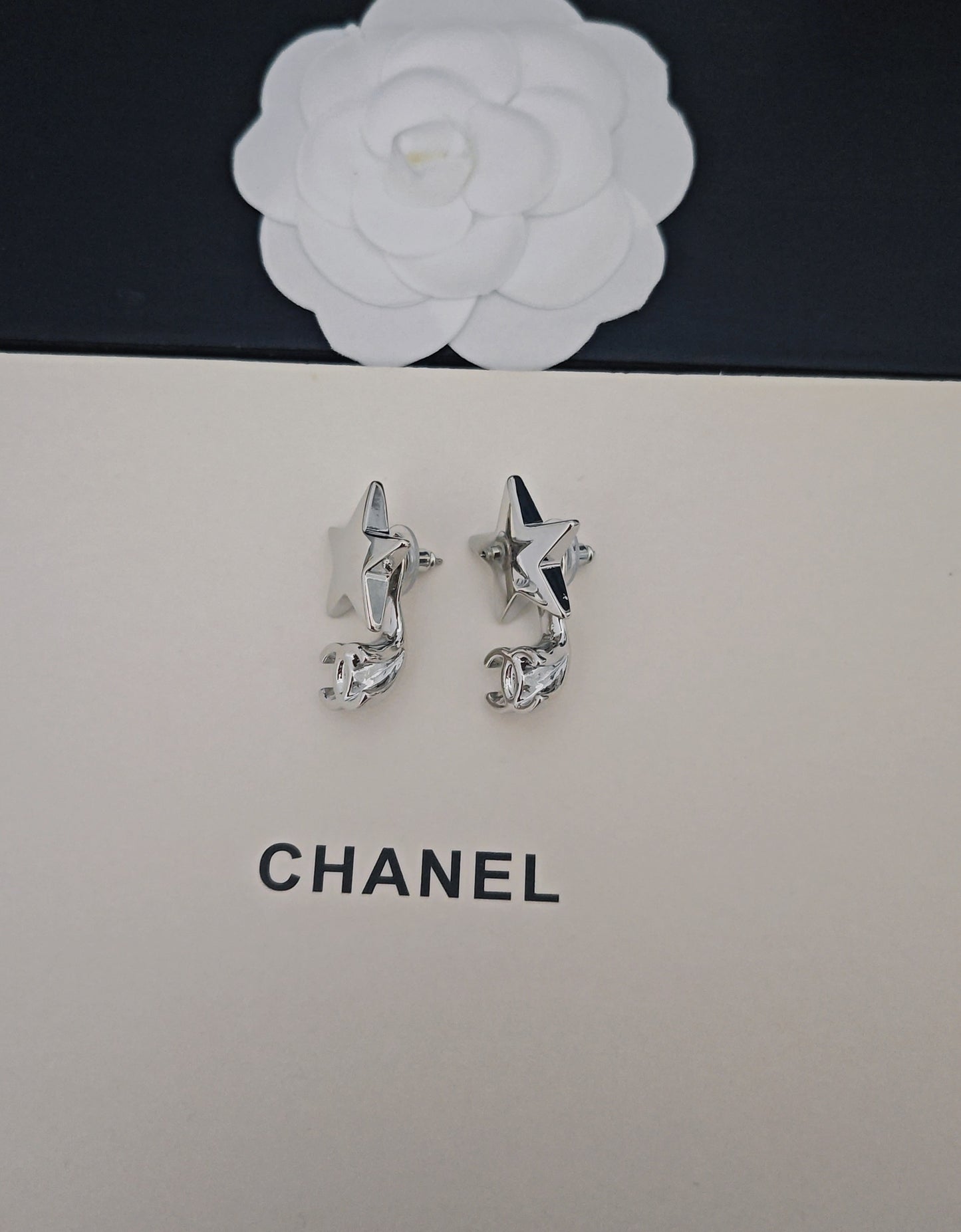 Signature Emblem Statement Earrings in Gold-Tone – White Detail side detail