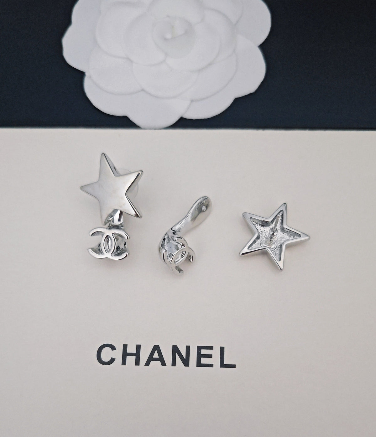 Signature Emblem Statement Earrings in Gold-Tone – White Detail main product view