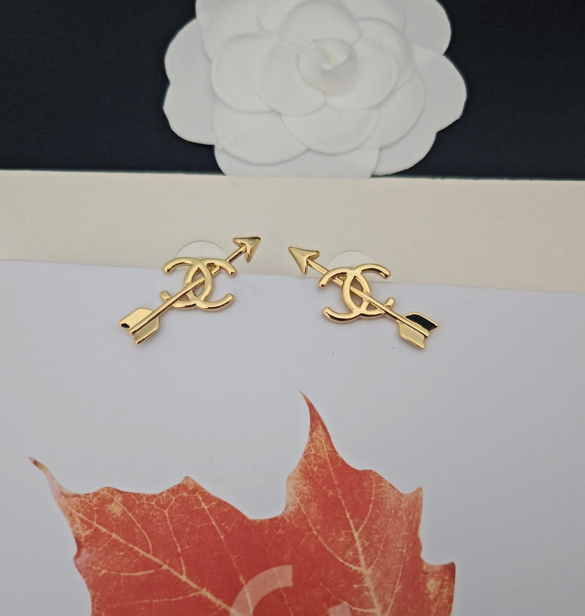 Arrow Stud Earrings in Gold-Tone – Arrow Detail close-up detail