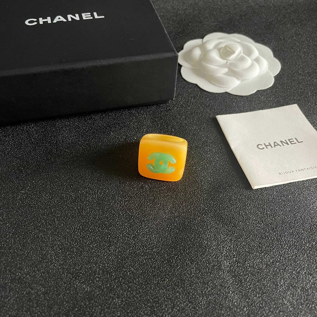 Double-C Emblem Statement Ring in Polished Metal-Tone – Design 001 styled product view