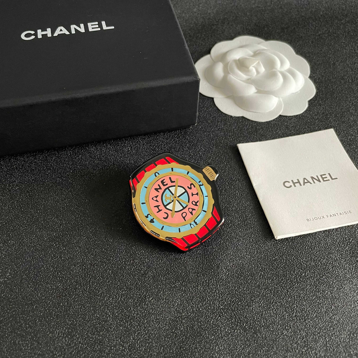 Double-C Emblem Brooch in Polished Metal-Tone – Design 005 styled product view