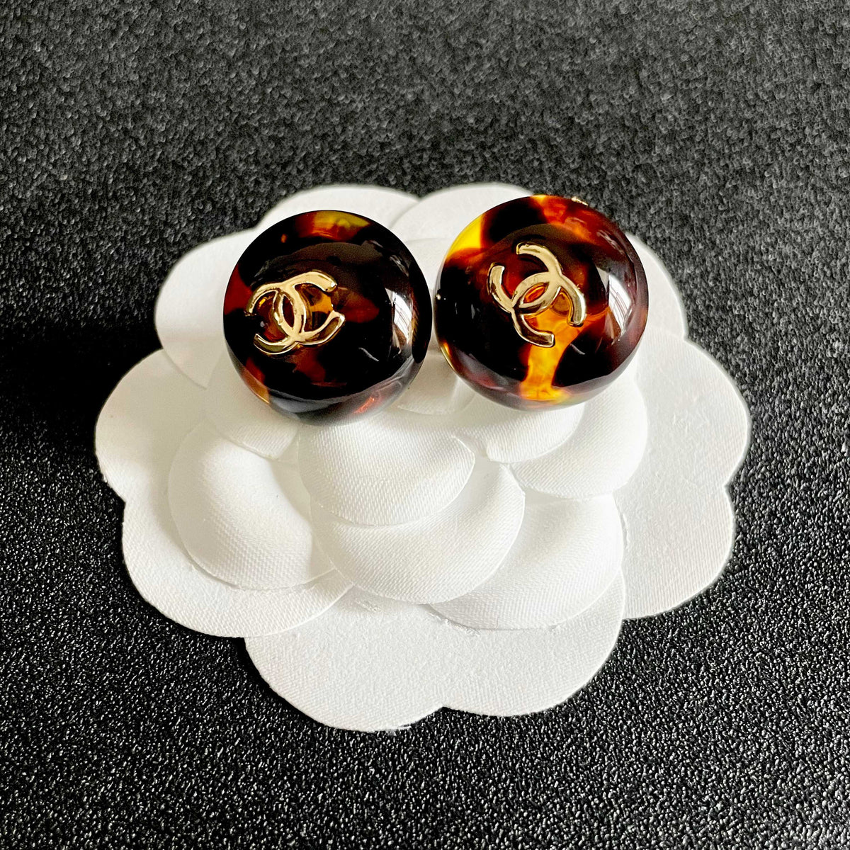 Signature Emblem Stud Earrings in Polished Metal-Tone – Design 069 front product view