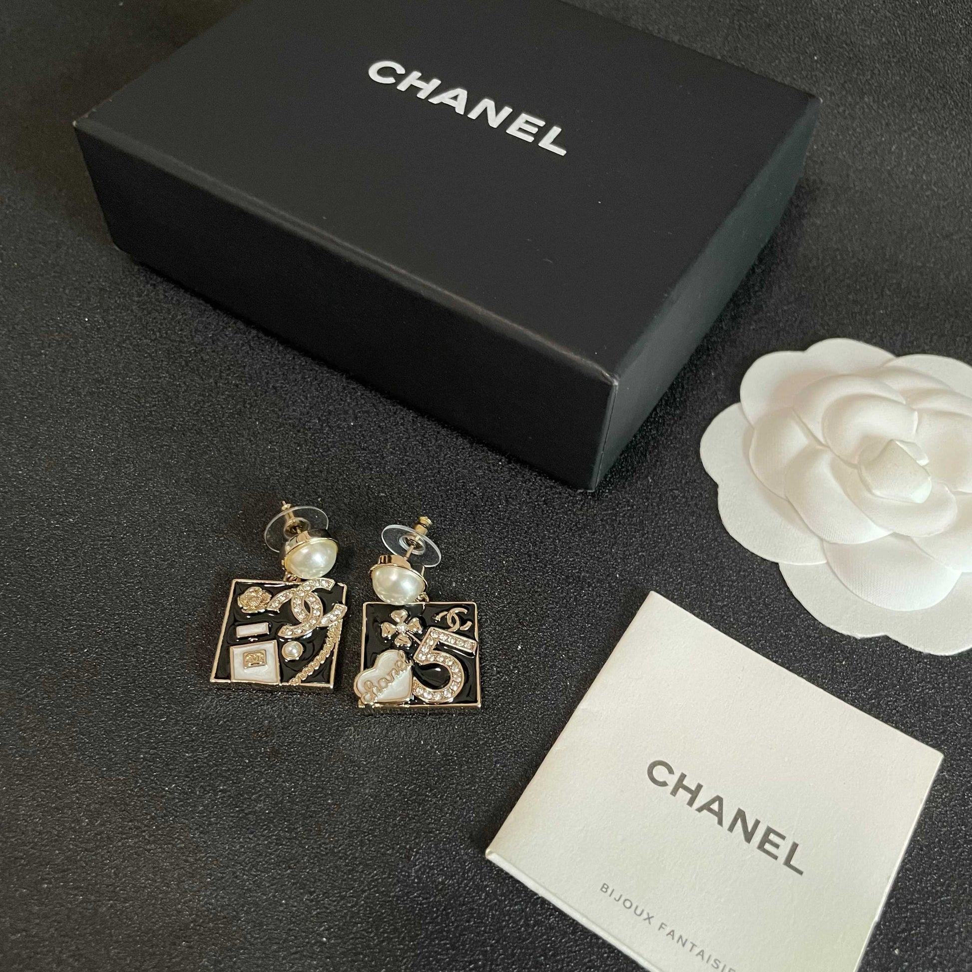 Double-C Emblem Statement Earrings in Polished Metal-Tone – Design 005 close-up detail