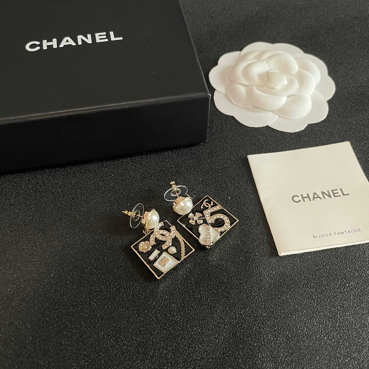 Double-C Emblem Statement Earrings in Polished Metal-Tone – Design 005 styled product view