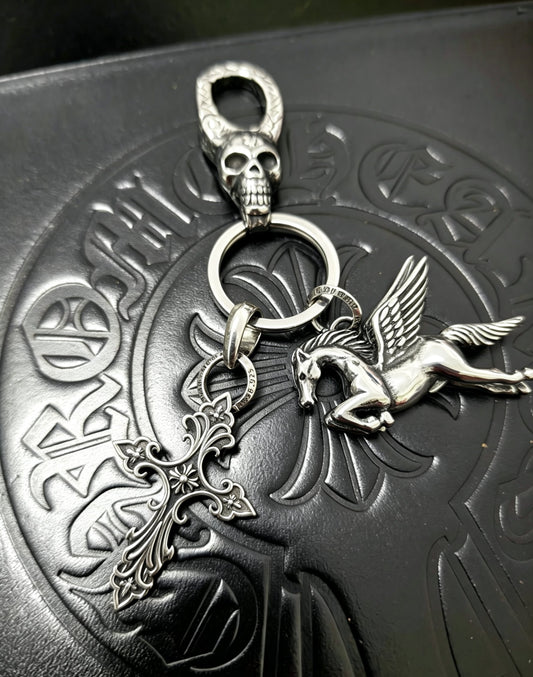 Cross Keychain in Antique Silver-Tone – Design 05 main product view