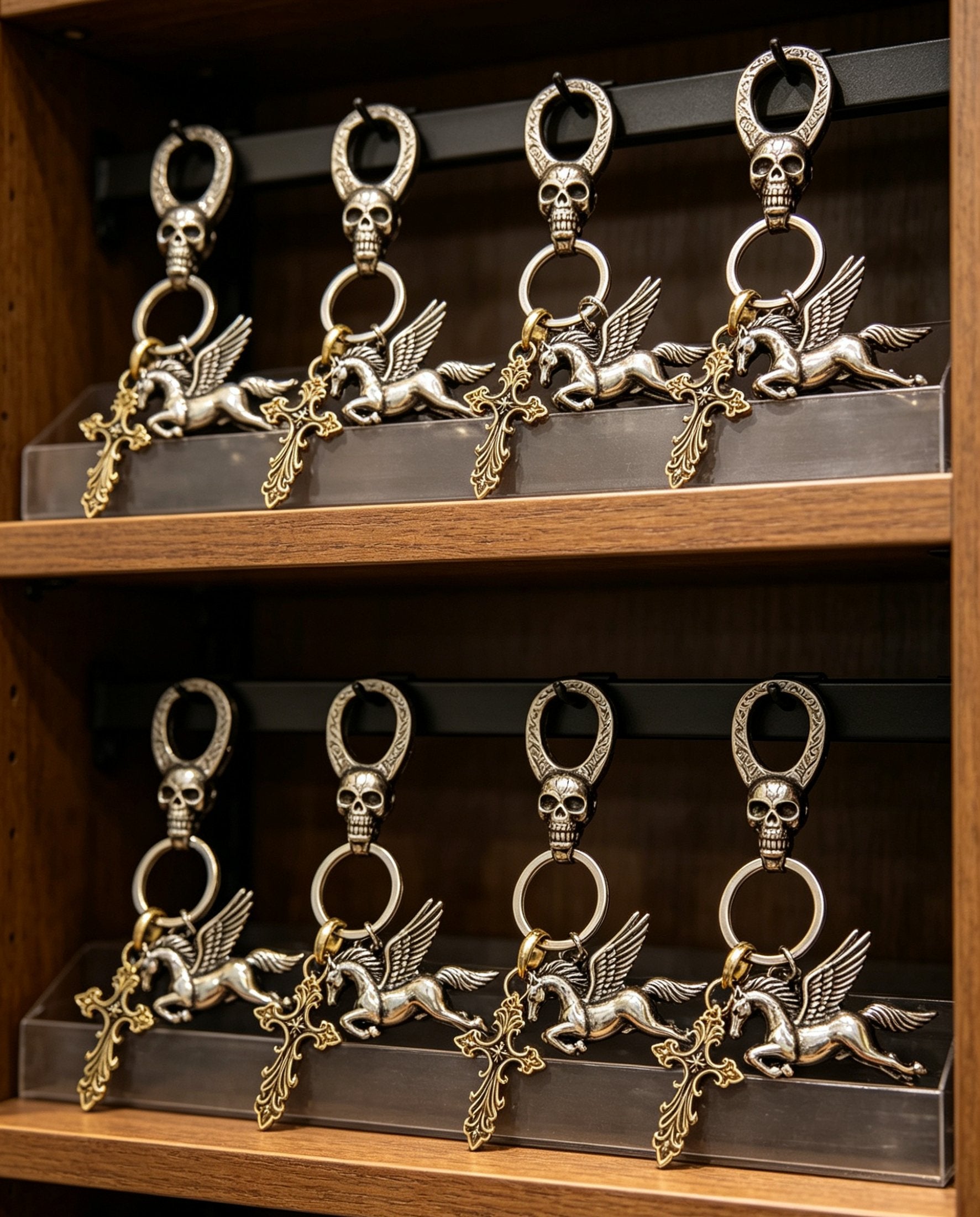Cross Keychain in Antique Silver-Tone – Design 05 detail view