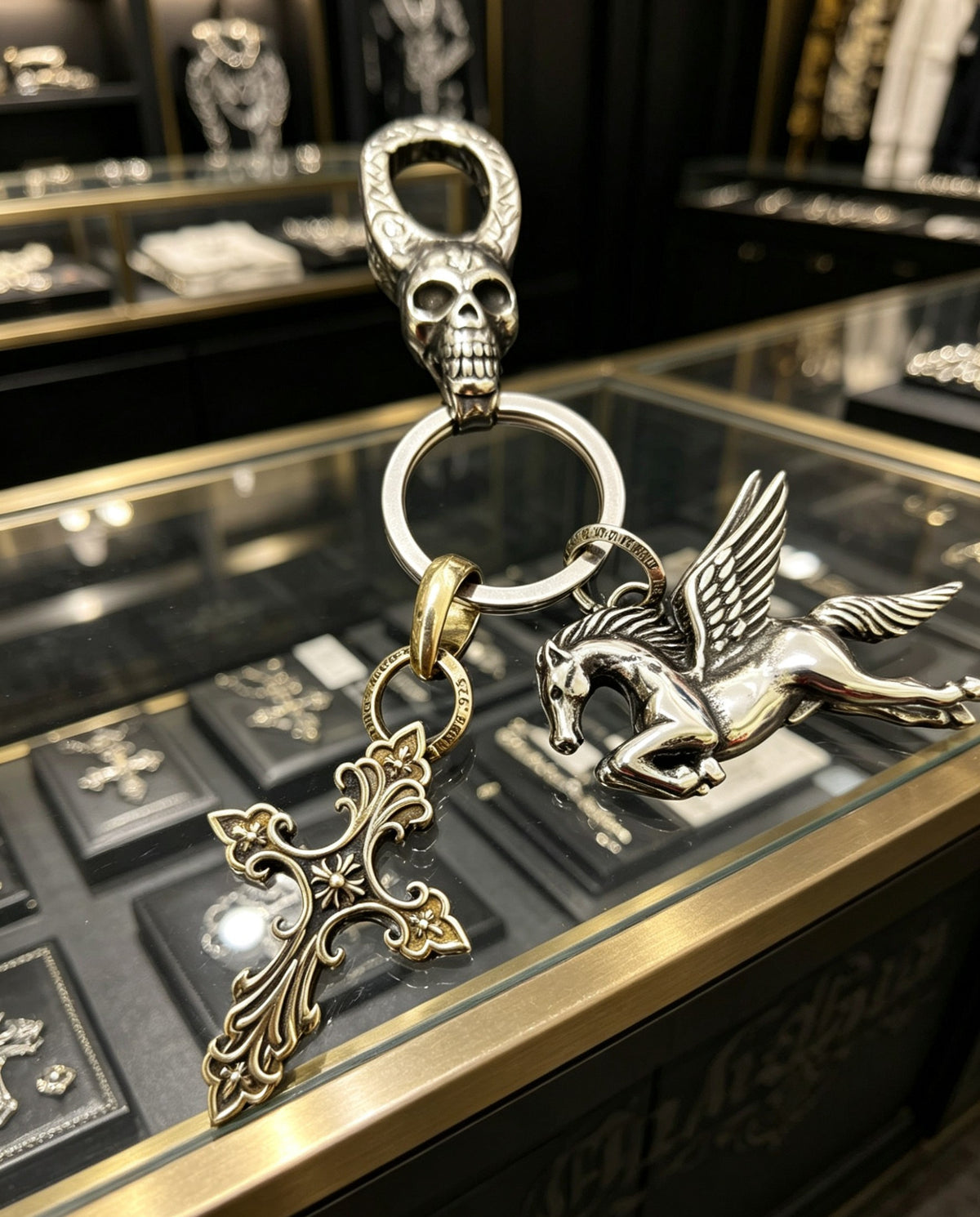 Signature Emblem Jewelry Accessory in Polished Metal-Tone – Design 067 close-up detail
